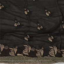 Load image into Gallery viewer, Sanskriti Vintage Dupatta Long Stole Pure Chiffon Silk Black Hand Beaded Scarves
