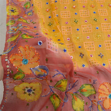Load image into Gallery viewer, Sanskriti Vintage Dupatta Long Stole Pure Georgette Silk Yellow Hand Beaded Veil
