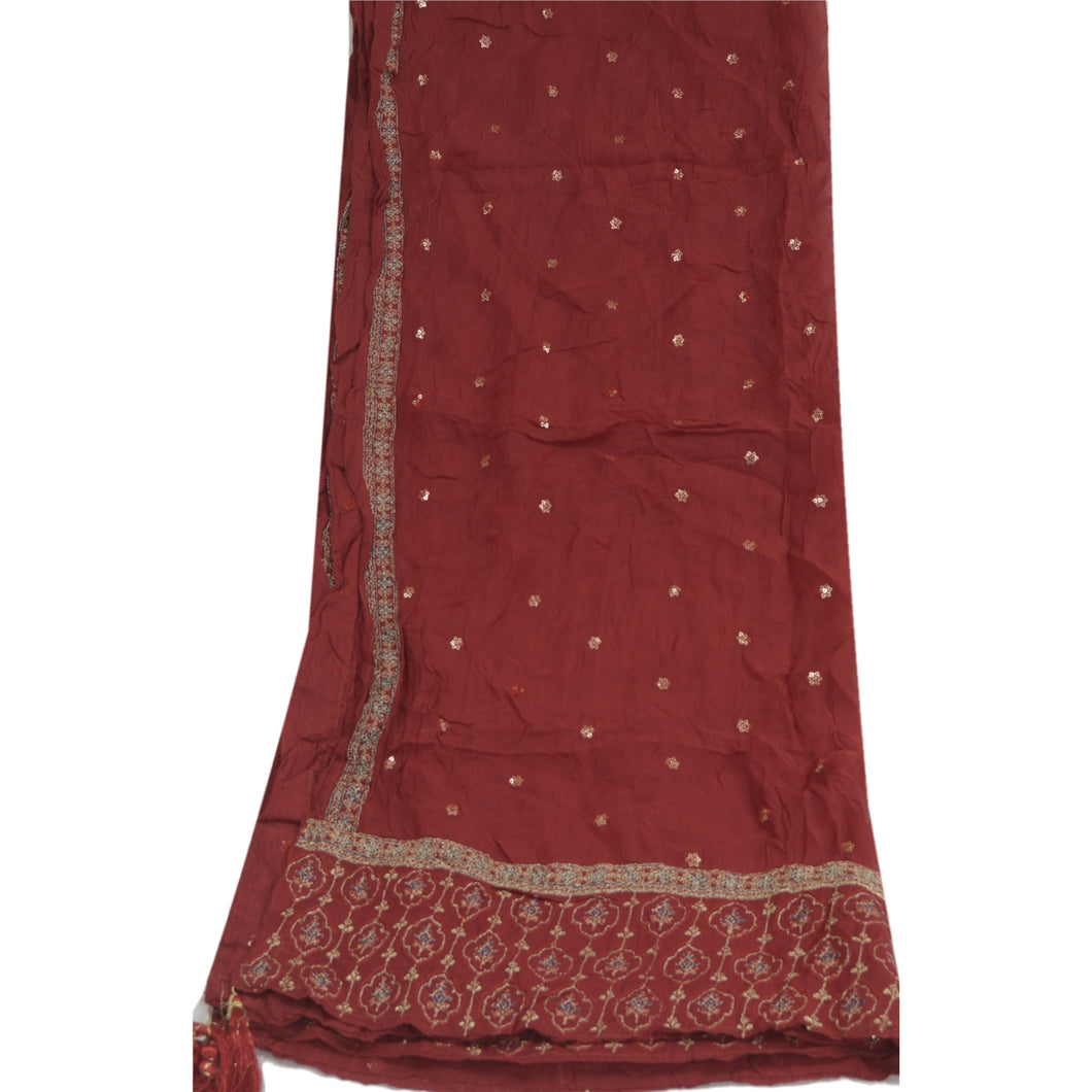 Sanskriti Vintage Dupatta Long Stole Pure Georgette Silk Green Hand Beaded Veil