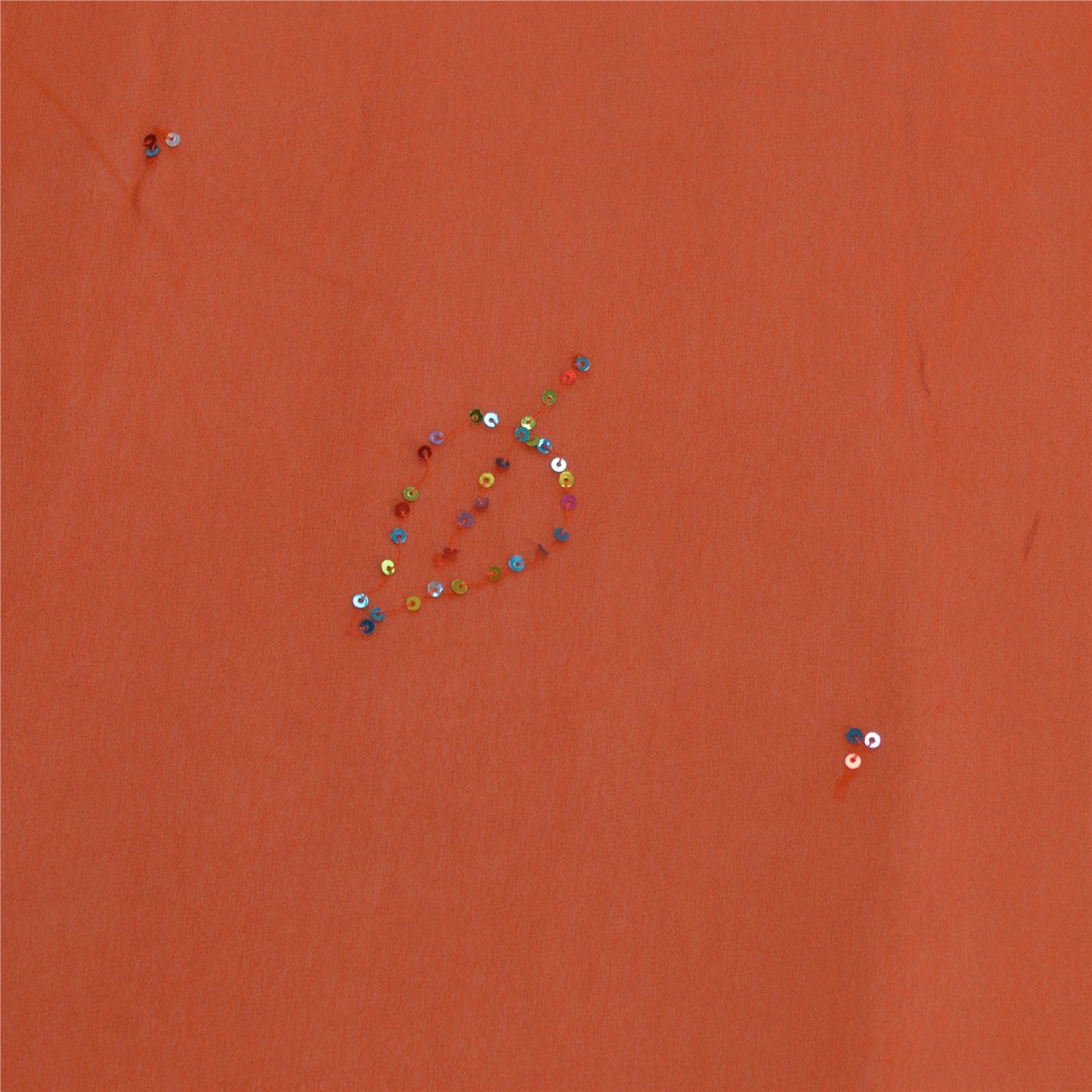 Sanskriti Vintage Dupatta Long Stole Pure Georgette Silk Orange/Green Hand Beads