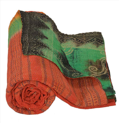 Sanskriti Vintage Indian Gudari Kantha Cotton Full Throw Bedspread Hand Made Needle Work