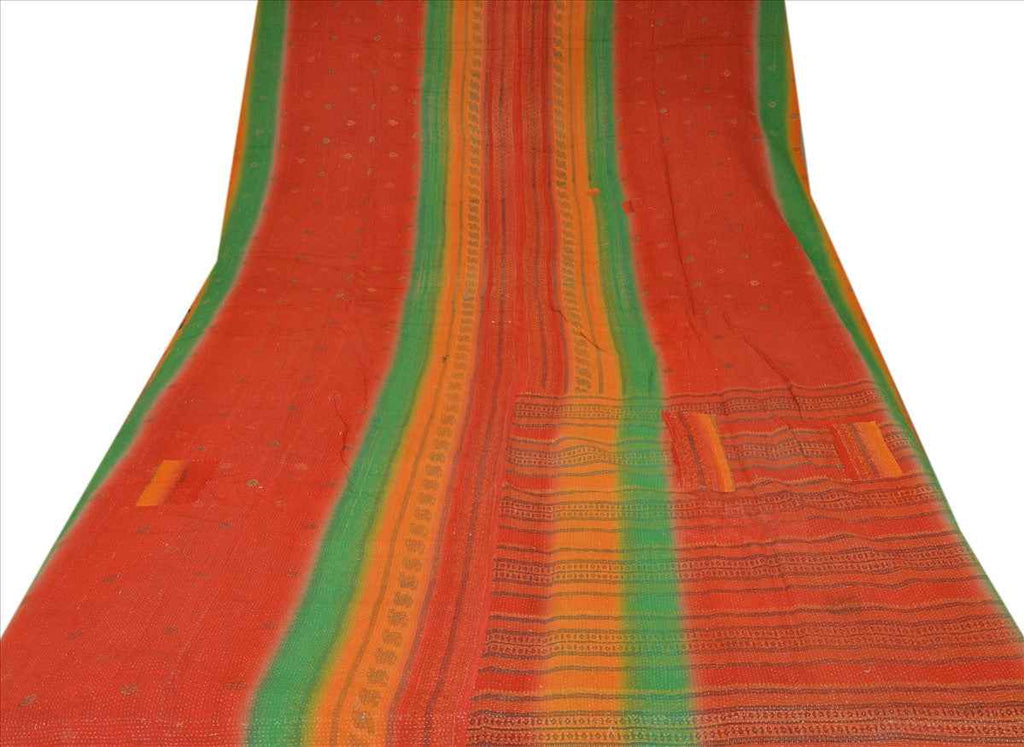 Sanskriti Vintage Indian Gudari Kantha Cotton Full Throw Bedspread Hand Made Needle Work