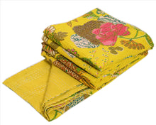 Load image into Gallery viewer, New Indian Gudari Kantha Cotton Full Throw Bedspread Hand Made Needle Work
