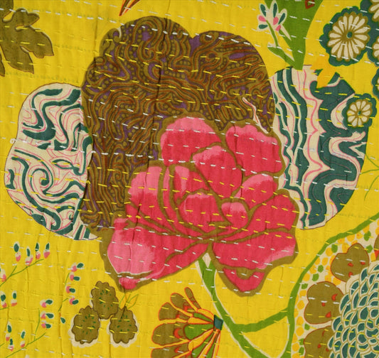 Sanskriti Vintage New Indian Gudari Kantha Cotton Full Throw Bedspread Hand Made Needle Work