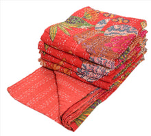 Load image into Gallery viewer, New Indian Gudari Kantha Cotton Full Throw Bedspread Hand Made Needle Work

