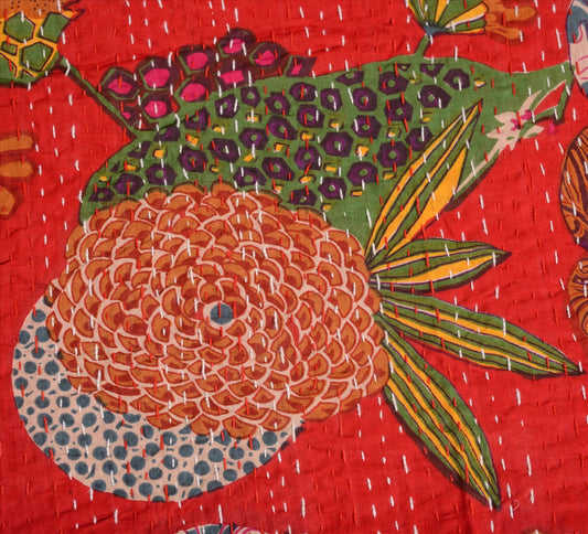 Sanskriti Vintage New Indian Gudari Kantha Cotton Full Throw Bedspread Hand Made Needle Work