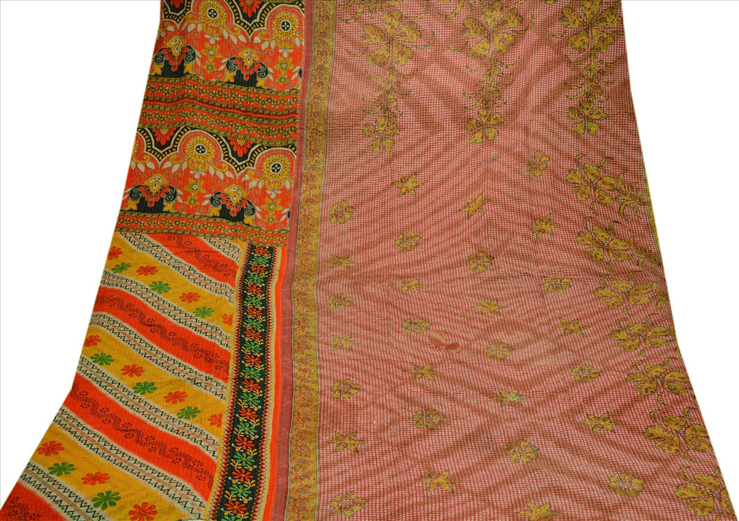 Vintage Indian Gudari Kantha Cotton Full Throw Bedspread Hand Made Needle Work