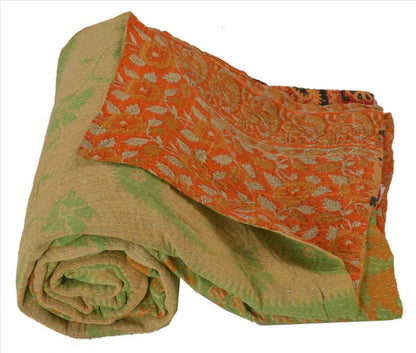 Sanskriti Vintage Indian Gudari Kantha Cotton Full Throw Bedspread Hand Made Needle Work