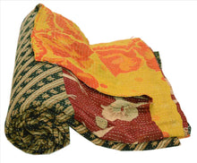 Load image into Gallery viewer, Vintage Indian Gudari Kantha Cotton Full Throw Bedspread Hand Made Needle Work
