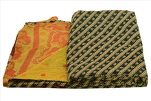 Load image into Gallery viewer, Vintage Indian Gudari Kantha Cotton Full Throw Bedspread Hand Made Needle Work
