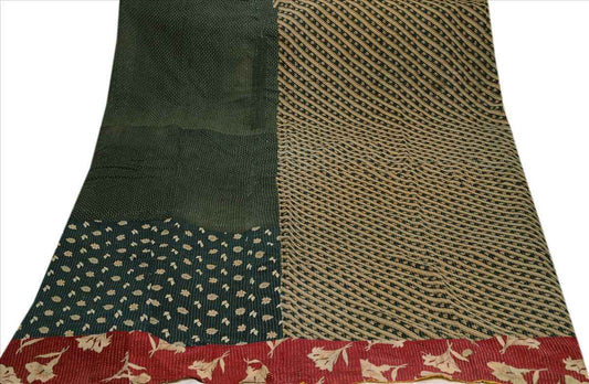 Sanskriti Vintage Indian Gudari Kantha Cotton Full Throw Bedspread Hand Made Needle Work
