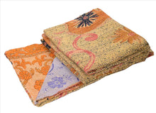 Load image into Gallery viewer, Vintage Indian Gudari Kantha Cotton Full Throw Bedspread Hand Made Needle Work
