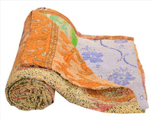 Load image into Gallery viewer, Vintage Indian Gudari Kantha Cotton Full Throw Bedspread Hand Made Needle Work
