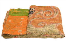 Load image into Gallery viewer, Vintage Indian Gudari Kantha Cotton Full Throw Bedspread Hand Made Needle Work
