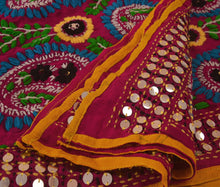 Load image into Gallery viewer, Sanskriti Vintage Purple Dupatta Long Stole Georgette OOAK Hand Embroidered Phulkari Scarves Wrap
