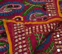 Load image into Gallery viewer, Sanskriti Vintage Purple Dupatta Long Stole Georgette OOAK Hand Embroidered Phulkari Scarves Wrap
