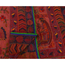 Load image into Gallery viewer, Sanskriti New Pink Heavy Dupatta Hand Embroidered Kantha Stole Chanderi Silk
