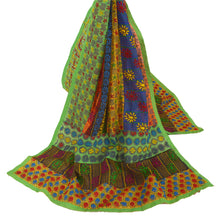 Load image into Gallery viewer, Sanskriti New Heavy Dupatta Hand Embroidered Painted Kantha Stole Chanderi Silk
