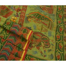 Load image into Gallery viewer, Sanskriti New Green Heavy Dupatta Hand Embroidered Kantha Stole Chanderi Silk
