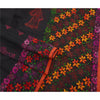 Sanskriti Vintage New Black Heavy Dupatta Hand Embroidered Phulkari Stole Chanderi Silk