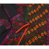 Sanskriti Vintage New Black Heavy Dupatta Hand Embroidered Phulkari Stole Chanderi Silk