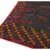 Sanskriti Vintage New Black Heavy Dupatta Hand Embroidered Phulkari Stole Chanderi Silk