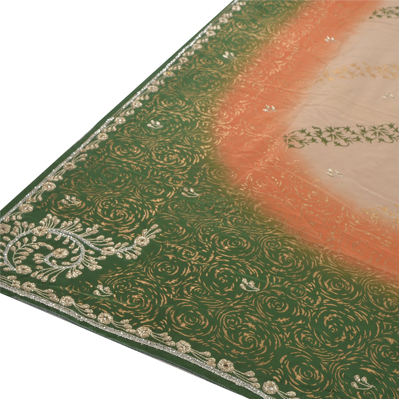 Sanskriti Vintage Dupatta Pure Silk Hand Embroidered Zari Zardozi Painted Multicolor Wrap Head Neck Stole Indian Craft Supplies Fabric