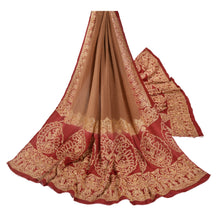 Load image into Gallery viewer, Sanskriti Vintage Brown Heavy Dupatta 100% Pure Crepe Silk Hand Beaded Stole

