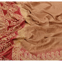 Load image into Gallery viewer, Sanskriti Vintage Brown Heavy Dupatta 100% Pure Crepe Silk Hand Beaded Stole
