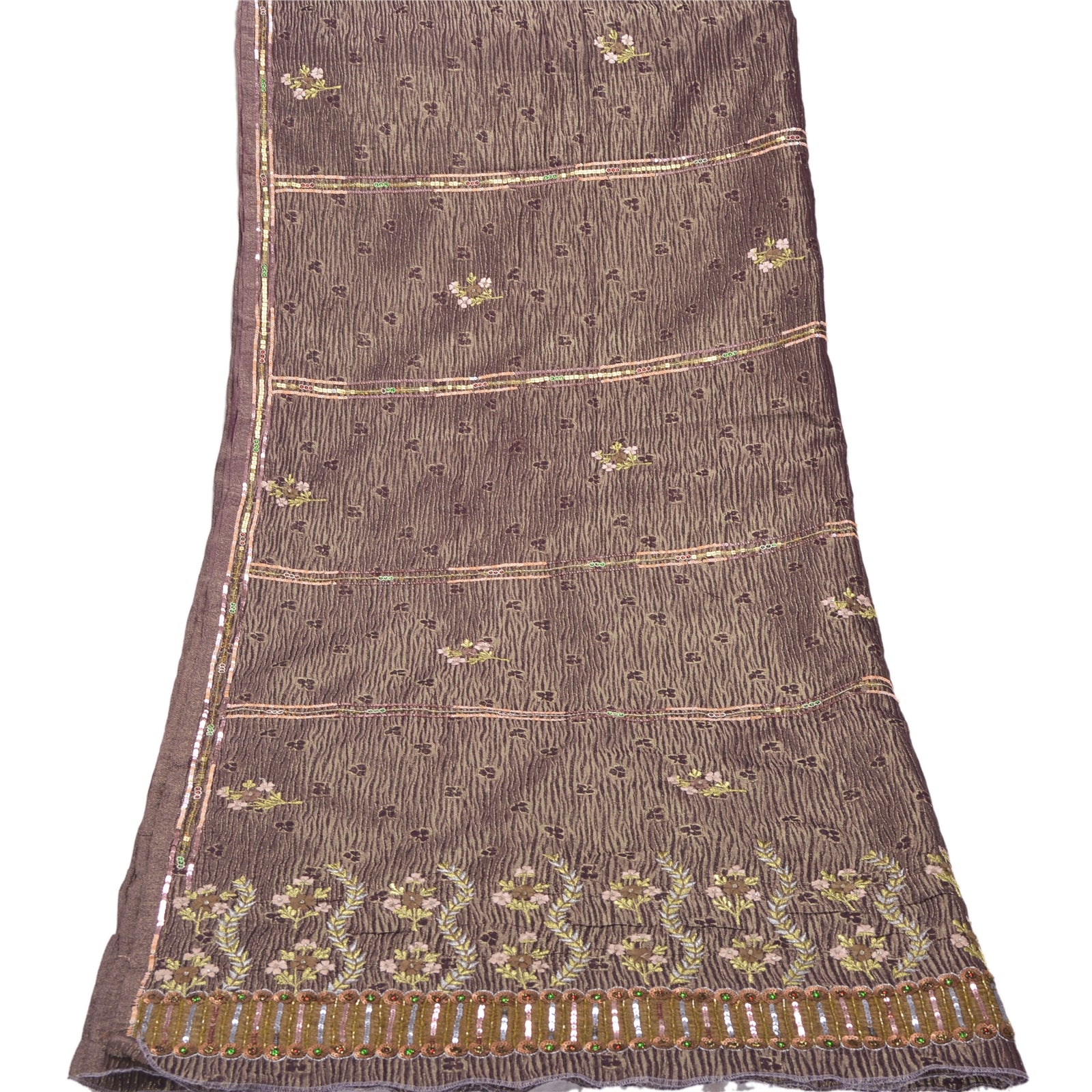 Sanskriti Vintage Purple Heavy Dupatta Tissue Hand Beaded Woven Sequins Stole