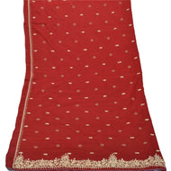 Sanskriti Vintage Dark Red Heavy Dupatta Pure Silk Hand Beaded Zardozi Stole