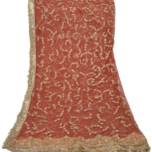 Load image into Gallery viewer, Sanskriti Vintage Traditional Heavy Red Dupatta Net Mesh Hand Beaded Veil Stole
