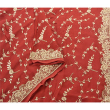 Load image into Gallery viewer, Sanskriti Vintage Traditional Red Heavy Dupatta Art Silk Handmade Zardozi Stole
