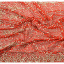 Load image into Gallery viewer, Sanskriti Vintage Indian Heavy Dupatta Red Net Mesh Hand Beaded Zardozi Stole
