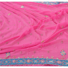 Load image into Gallery viewer, Sanskriti Vintage Heavy Dupatta 100% Pure Georgette Silk Pink Hand Beaded Stole
