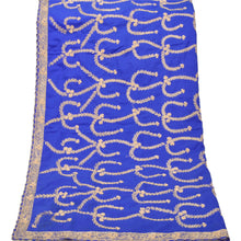 Load image into Gallery viewer, Sanskriti Vintage Heavy Dupatta Art Silk Royal Blue Hand Beaded Zardozi Stole
