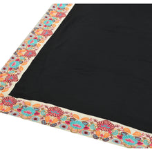 Load image into Gallery viewer, Sanskriti Vintage Heavy Dupatta Pure Cotton Black Embroidered Patch Work Stole
