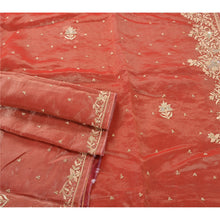 Load image into Gallery viewer, Sanskriti Vintage Heavy Dupatta Art Silk Golden Red Hand Beaded Zardozi Stole
