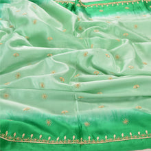 Load image into Gallery viewer, Sanskriti Vintage Heavy Dupatta 100% Pure Satin Silk Green Hand Beaded Stole
