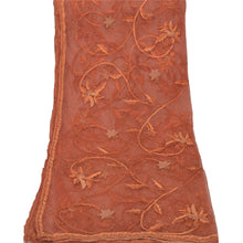 Load image into Gallery viewer, Sanskriti Vintage Heavy Dupatta Net Mesh Orange Hand Beaded Floral Stole
