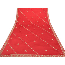 Load image into Gallery viewer, Sanskriti Vintage Heavy Dupatta Pure Satin Silk Red Hand Embroidered Stole
