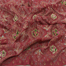 Load image into Gallery viewer, Sanskriti Vintage Heavy Dupatta Pure Silk Dark Red Hand Beaded Zari Work Stole
