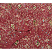Load image into Gallery viewer, Sanskriti Vintage Heavy Dupatta Pure Silk Dark Red Hand Beaded Zari Work Stole
