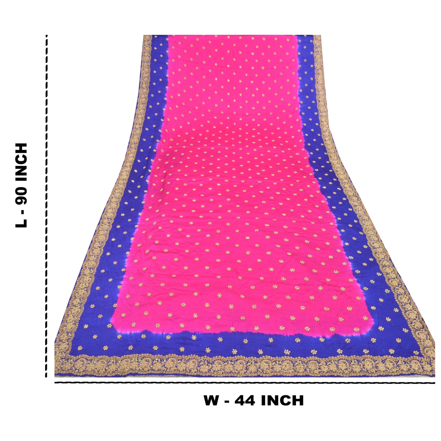 Sanskriti Vintage Tung Dupatta Ren Satin Silke Pink Håndperlet Zardozi Stola