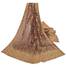 Load image into Gallery viewer, Sanskriti Vintage Heavy Dupatta Pure Tissue Silk Brown Hand Beaded Woven Stole
