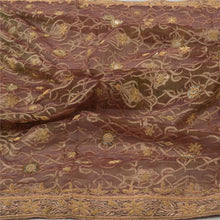 Load image into Gallery viewer, Sanskriti Vintage Heavy Dupatta Pure Tissue Silk Brown Hand Beaded Woven Stole
