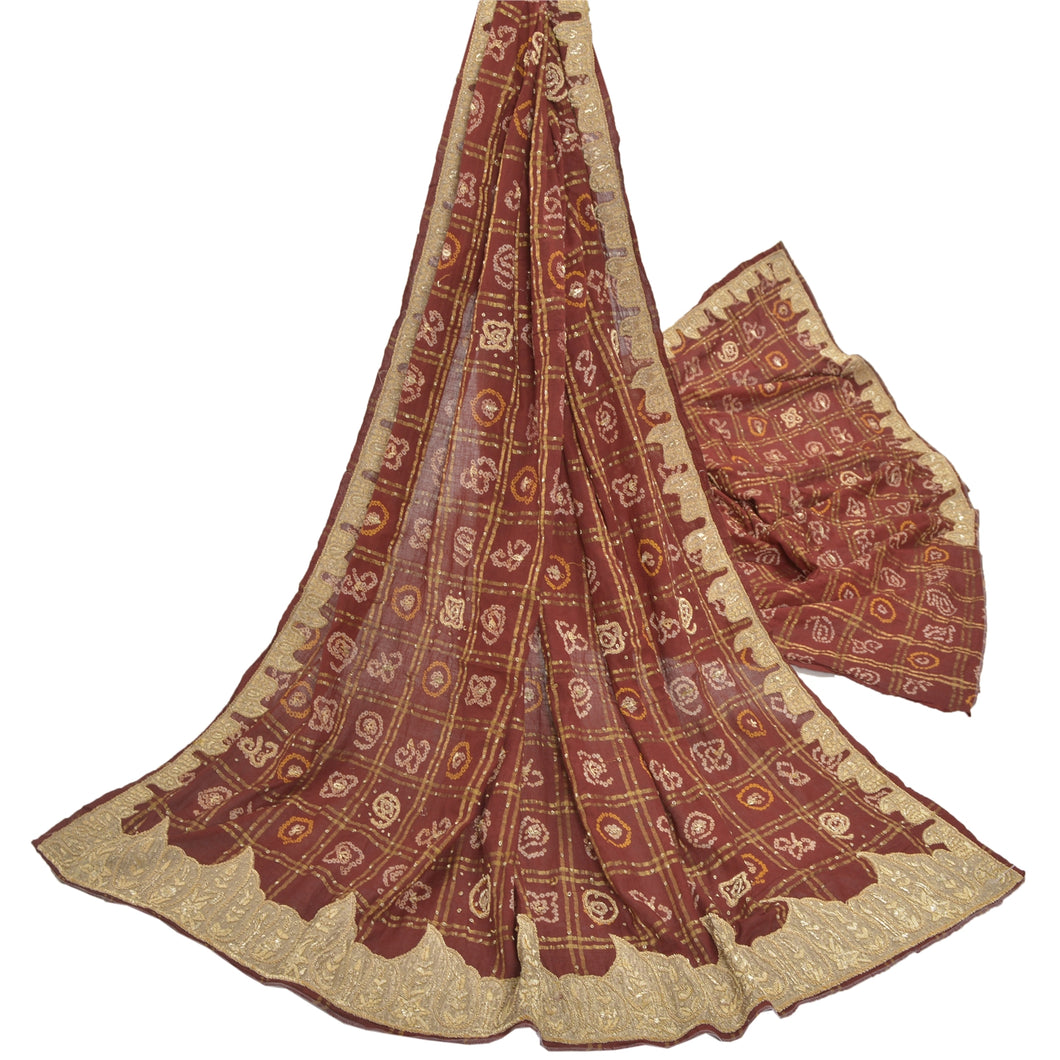 Sanskriti Vintage Heavy Dupatta Pure Cotton Handmade & Bandhani Woven Stole