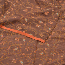Load image into Gallery viewer, Sanskriti Vintage Heavy Dupatta Pure Crepe Silk Brown Hand Beaded Suzani Stole
