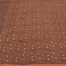 Load image into Gallery viewer, Sanskriti Vintage Heavy Dupatta Pure Crepe Silk Brown Hand Beaded Suzani Stole
