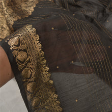 Load image into Gallery viewer, Sanskriti Vintage Black Heavy Dupatta 100% Pure Cotton Woven Brocade Scarf/Stole
